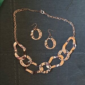 Elegant Gold Chain Link Necklace and Earring Set